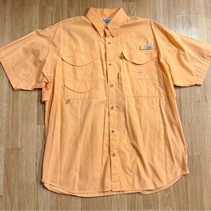 EUC Men’s  Columbia PFG Performance Fishing Gear Short Sleeve Shirt - Orange - L